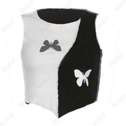 black and white sweet crop tank top